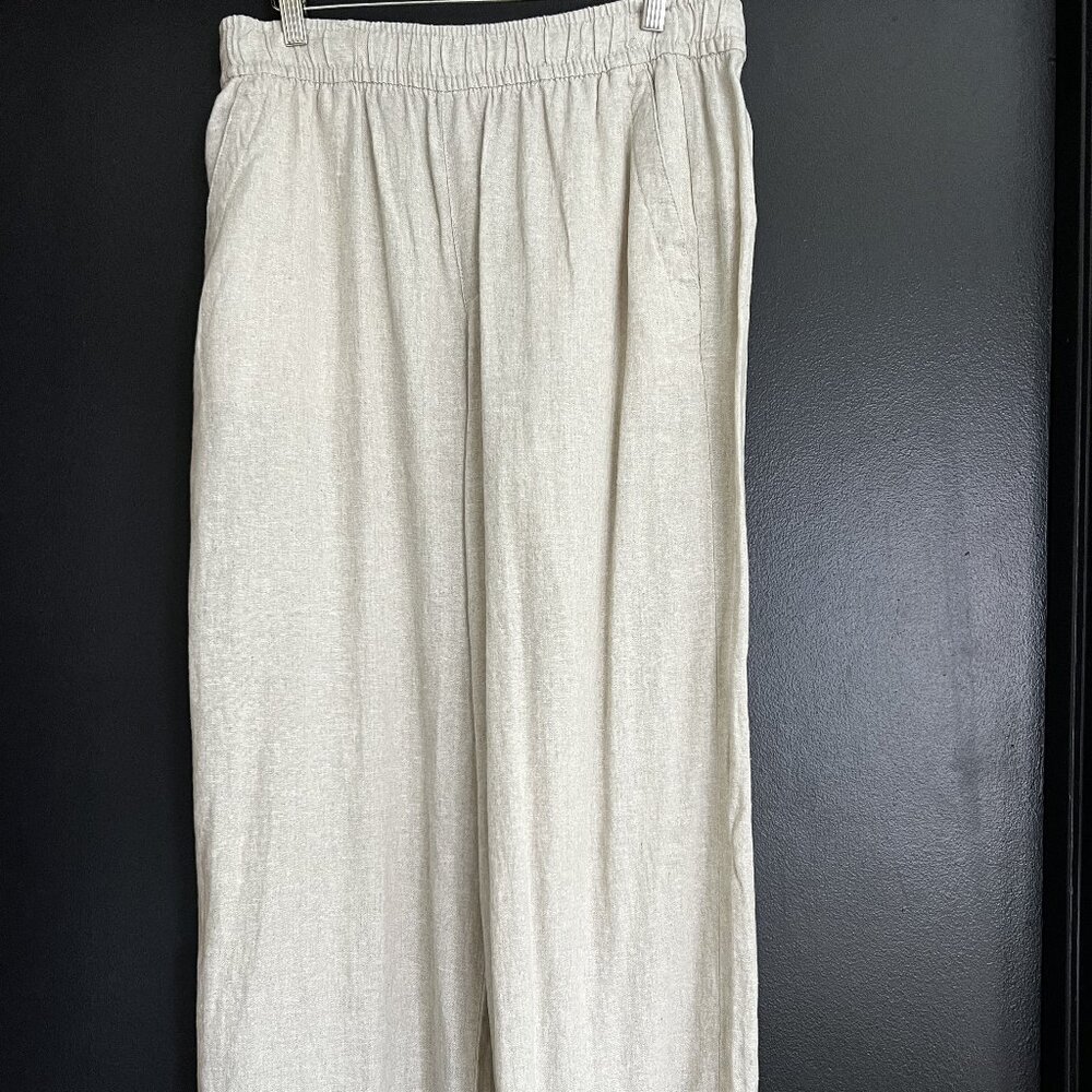 High-Waisted Linen-Blend Wide-Leg Pants